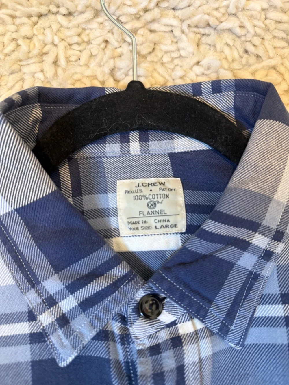 J. Crew Blue and White Plaid Flannel Button-Down Shirt - Men's